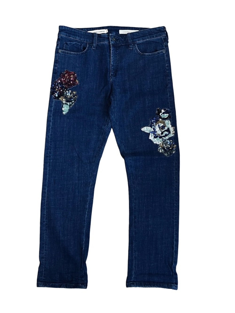 Anthropologie Pilcro Women’s Sz 29 Boyfriend Embellished Sequin Patch Jeans - Picture 3 of 15